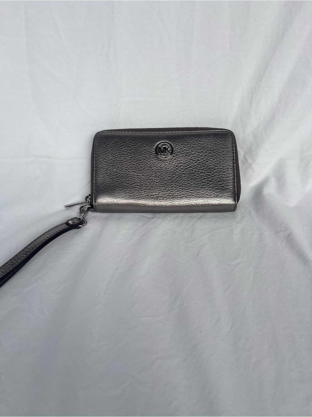 Michael Kors Metallic Silver Wristlet Clutch